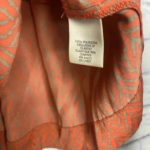 Banana Republic Skirt Orange Beige Satin Elastic Waist Animal Print Abstract - Picture 4 of 6